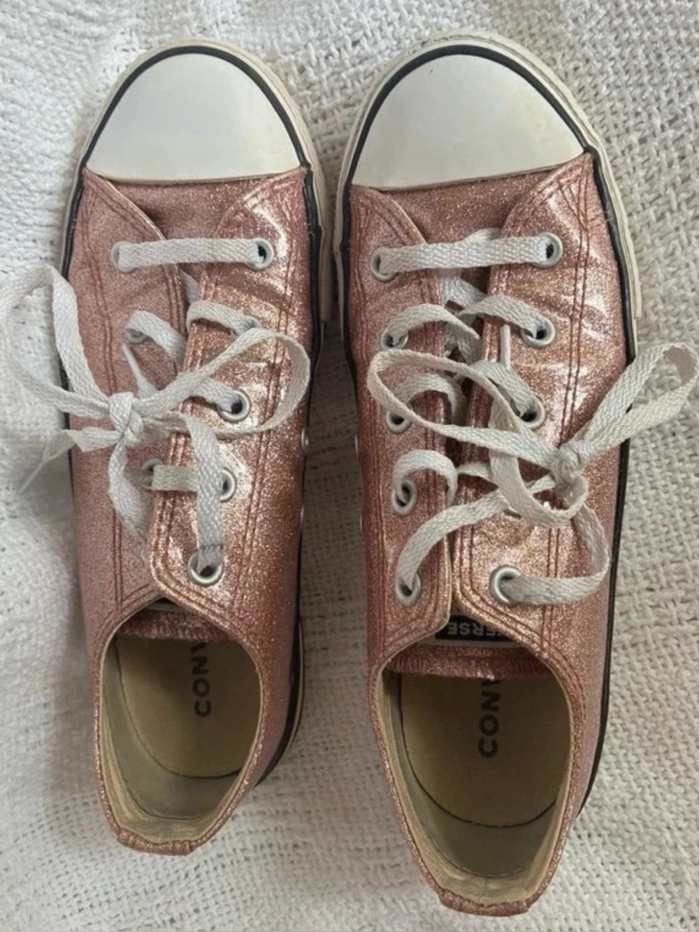 Converse Kids Rose Gold Metallic Low-Top Sneakers